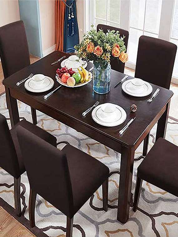 polyester solid elastic chair cover stretch -pack of 4 - 18685261 - Standard Image - 1