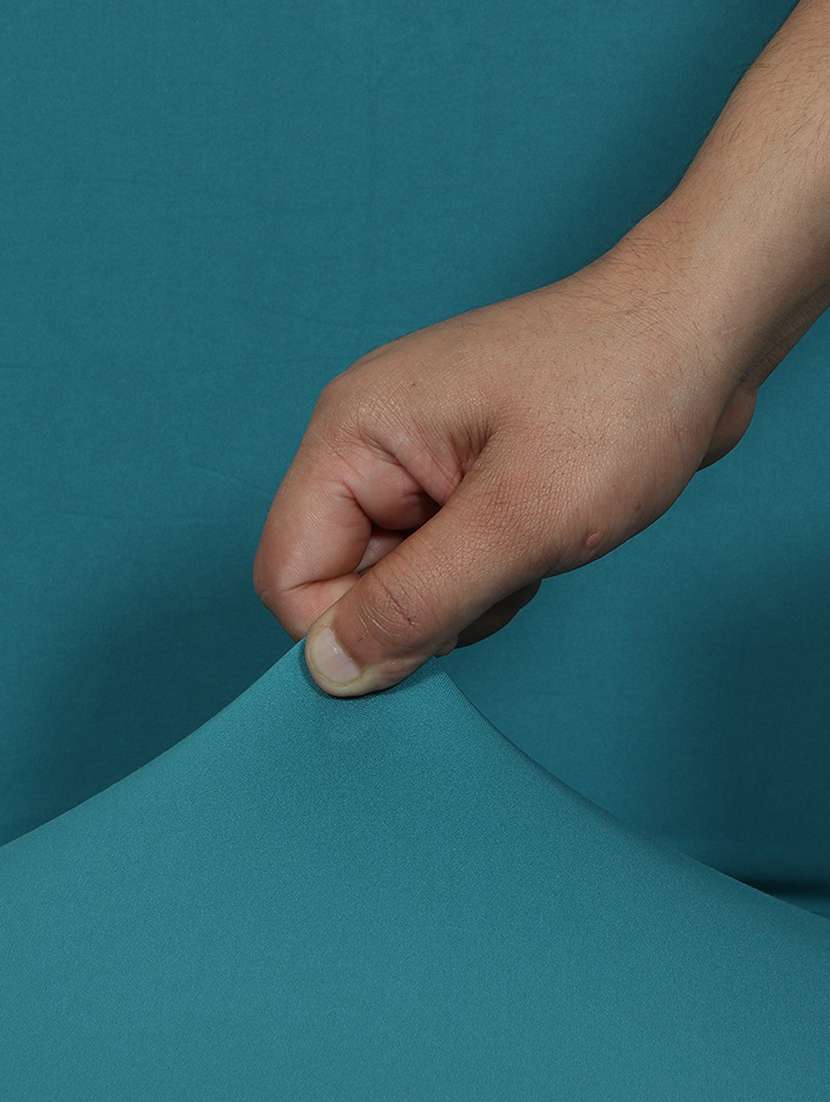 teal blue solid chair cover  - 18685624 -  Standard Image - 4