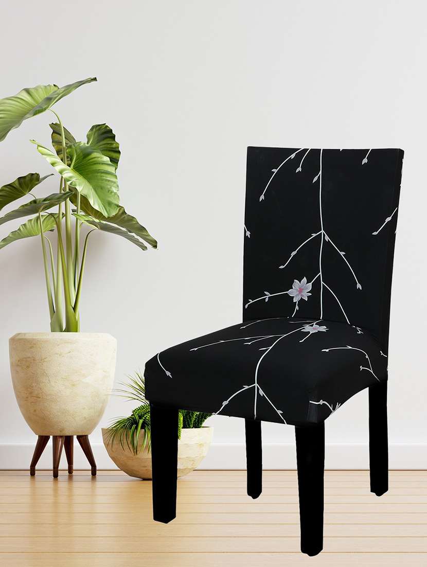 polyester elastic stretch removable washable short dining chair - pack of 1