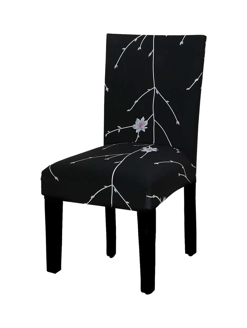 polyester elastic stretch removable washable short dining chair - pack of 1 - 18685663 -  Standard Image - 1