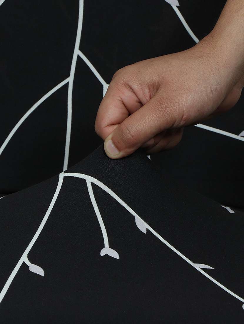 polyester elastic stretch removable washable short dining chair - pack of 1 - 18685663 -  Standard Image - 4