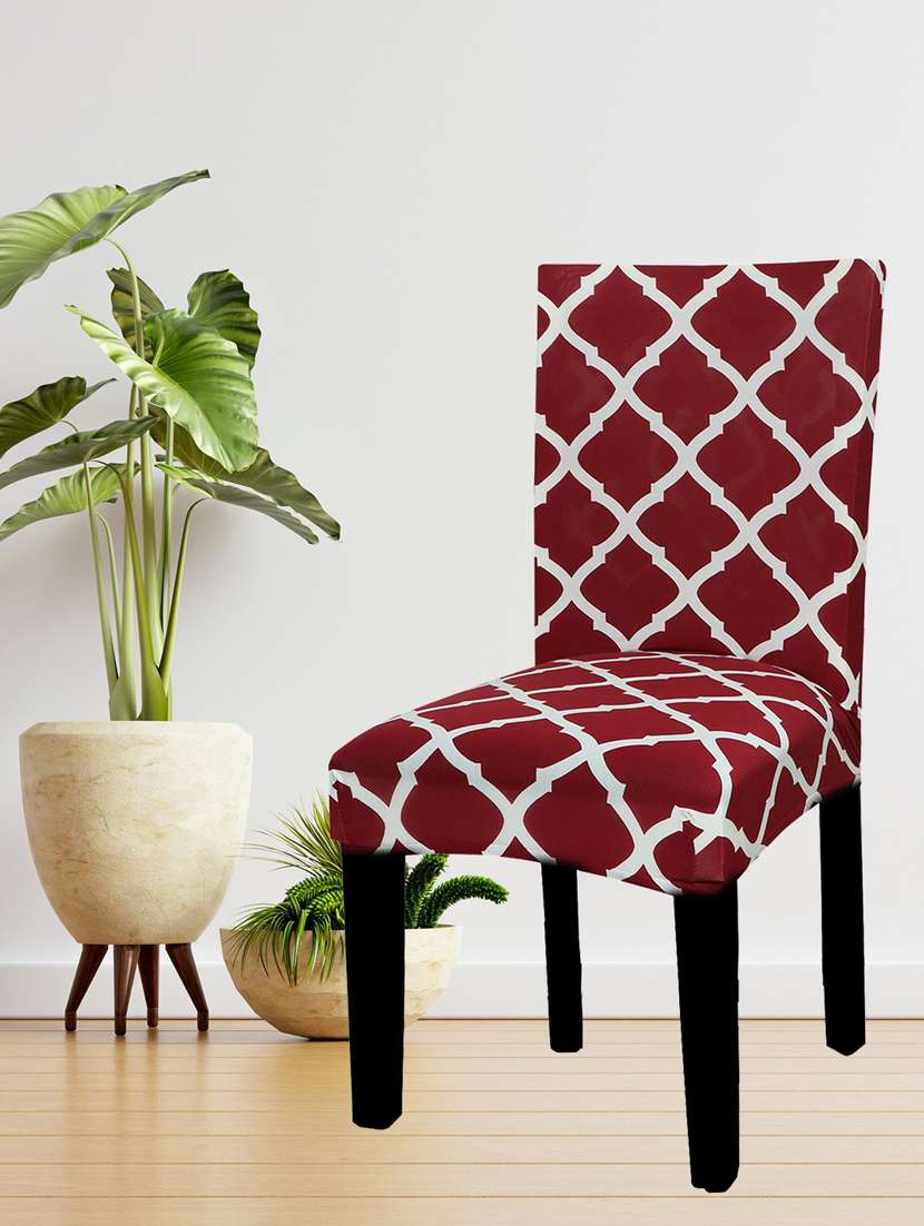 polyester elastic stretch removable washable short dining chair - pack of 6 - 18685719 -  Standard Image - 1