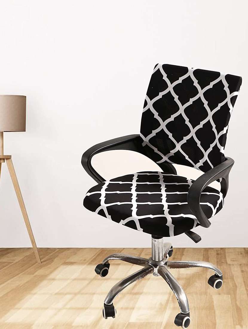 polyester snapdex office chair cover, washable chair slipcover (black diamond,6) - 18685754 -  Standard Image - 1