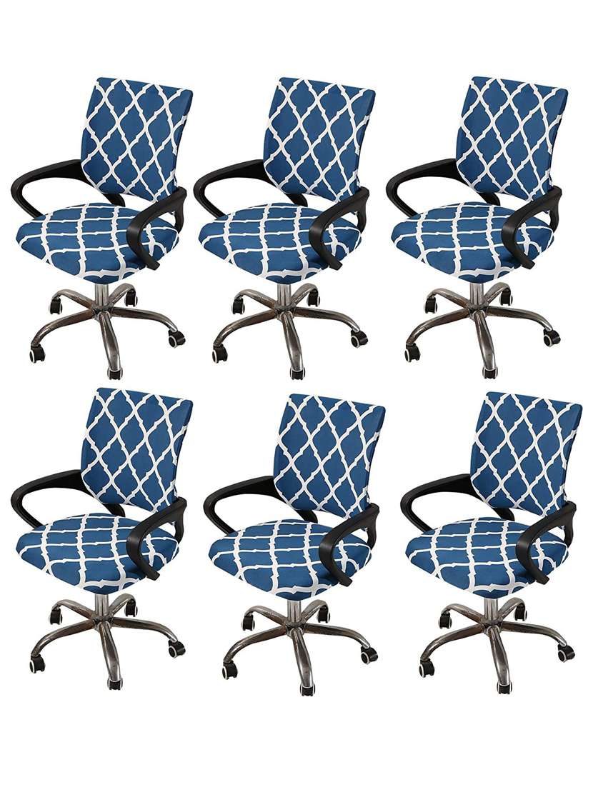 polyester snapdex office chair cover, washable chair slipcover (teal diamond, 6)