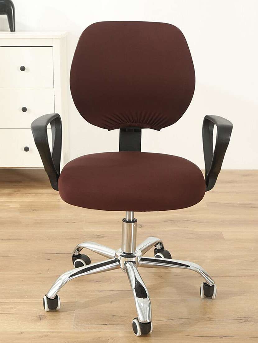 polyester snapdex office chair cover, washable chair slipcover (brown, 6) - 18685776 -  Standard Image - 1