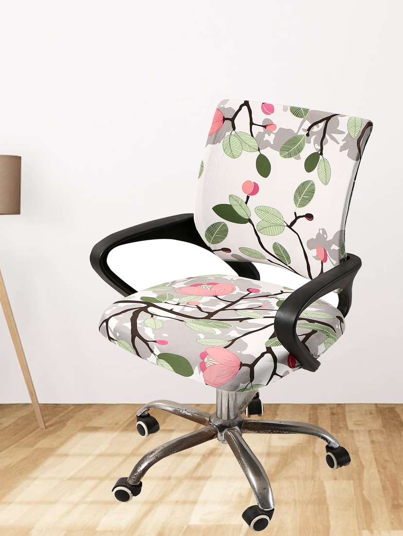 polyester snapdex office chair cover, washable chair slipcover (pink flower, 6) - 18685790 -  Standard Image - 1