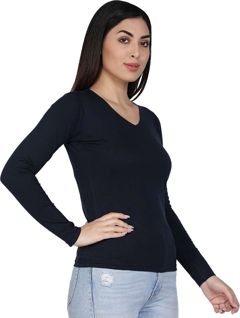 women's plain v neck t-shirt - 18686550 - Standard Image - 1