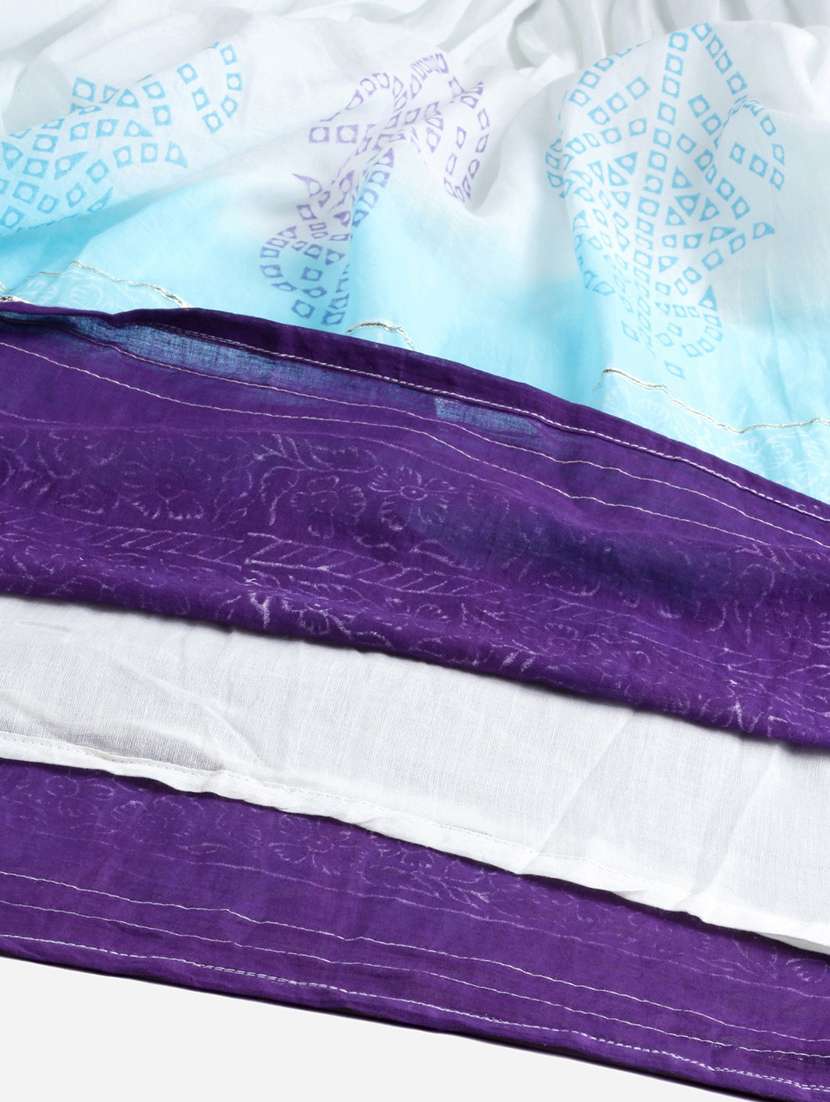 white printed anarkali kurta with dupatta  - 18686839 -  Standard Image - 4