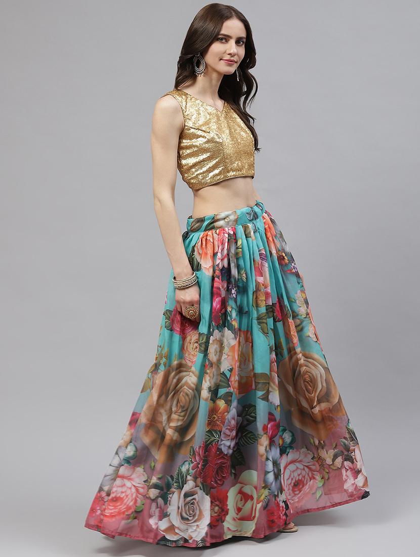 floral print flared lehenga - 18686852 -  Standard Image - 1