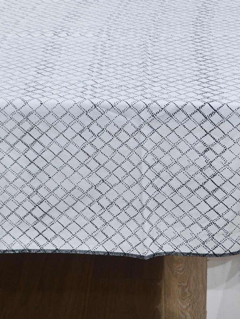 r home tablecloth 6 - 10 seater, large dining table, heavy eco printed blue beige cotton fabric, - 18686861 -  Standard Image - 1