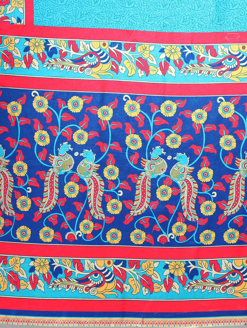 women's floral blue colored saree with blouse - 18688025 -  Standard Image - 4