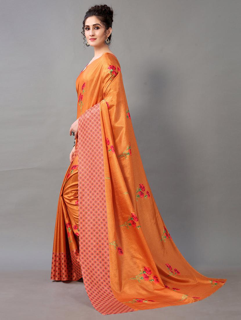 orange georgette printed saree with blouse - 18688030 - Standard Image - 1