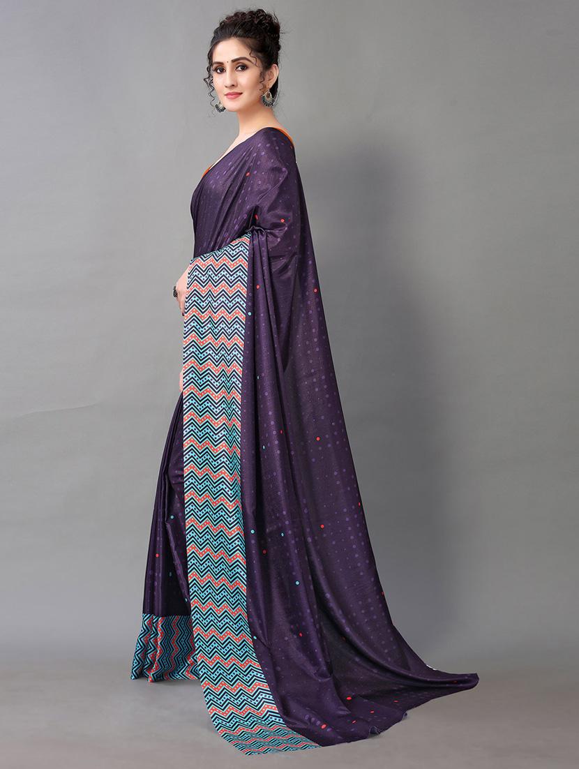 women's geometric purple colored saree with blouse - 18688033 - Standard Image - 1