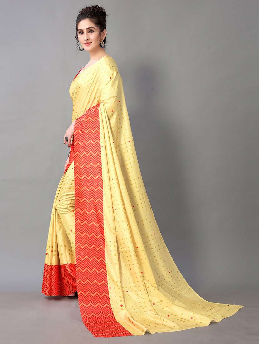 women's geometric yellow colored saree - 18688035 - Standard Image - 1