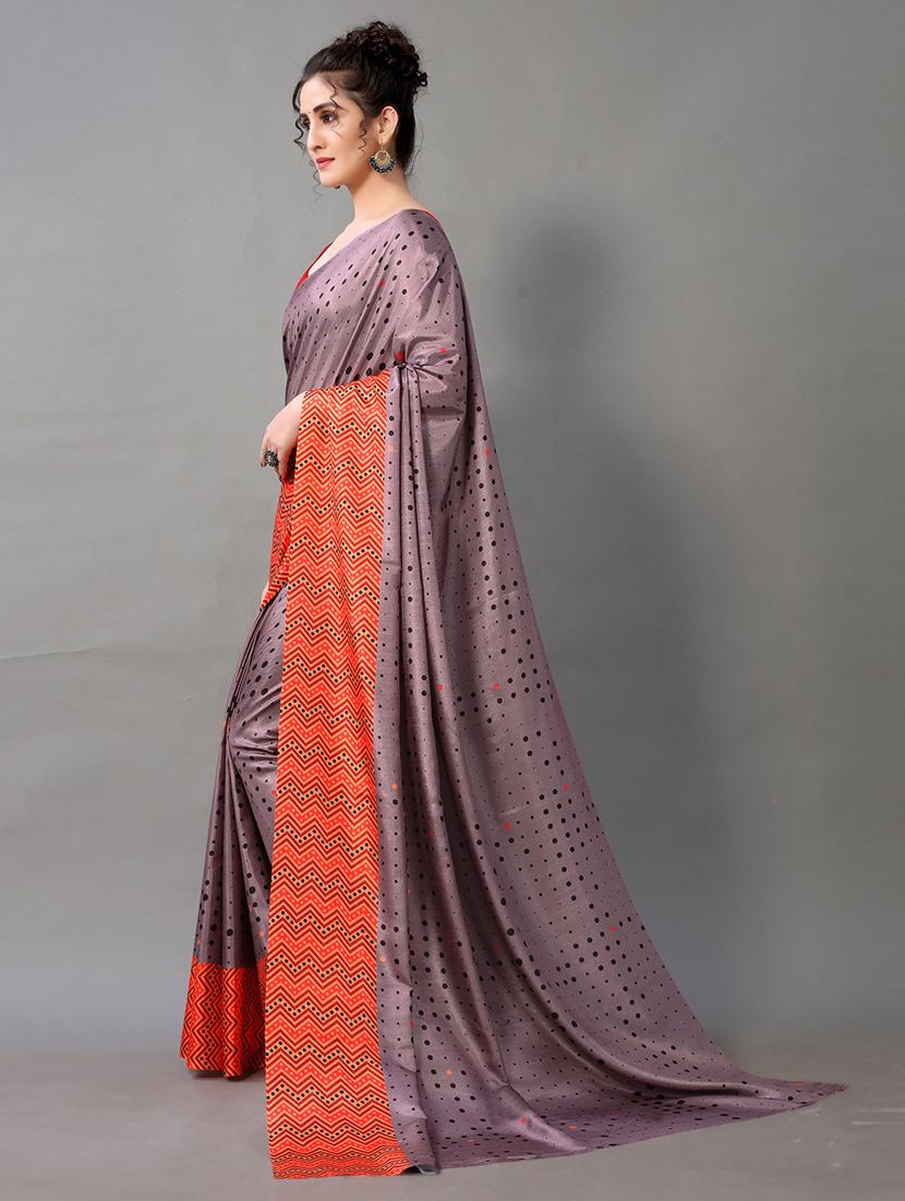 grey georgette printed saree with blouse - 18688036 - Standard Image - 1