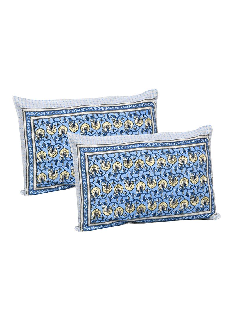 uniqchoice 180 tc blue color floral printed king size bedsheet with 2 pillow cover (eleg-02-blue) - 18688489 - Standard Image - 1