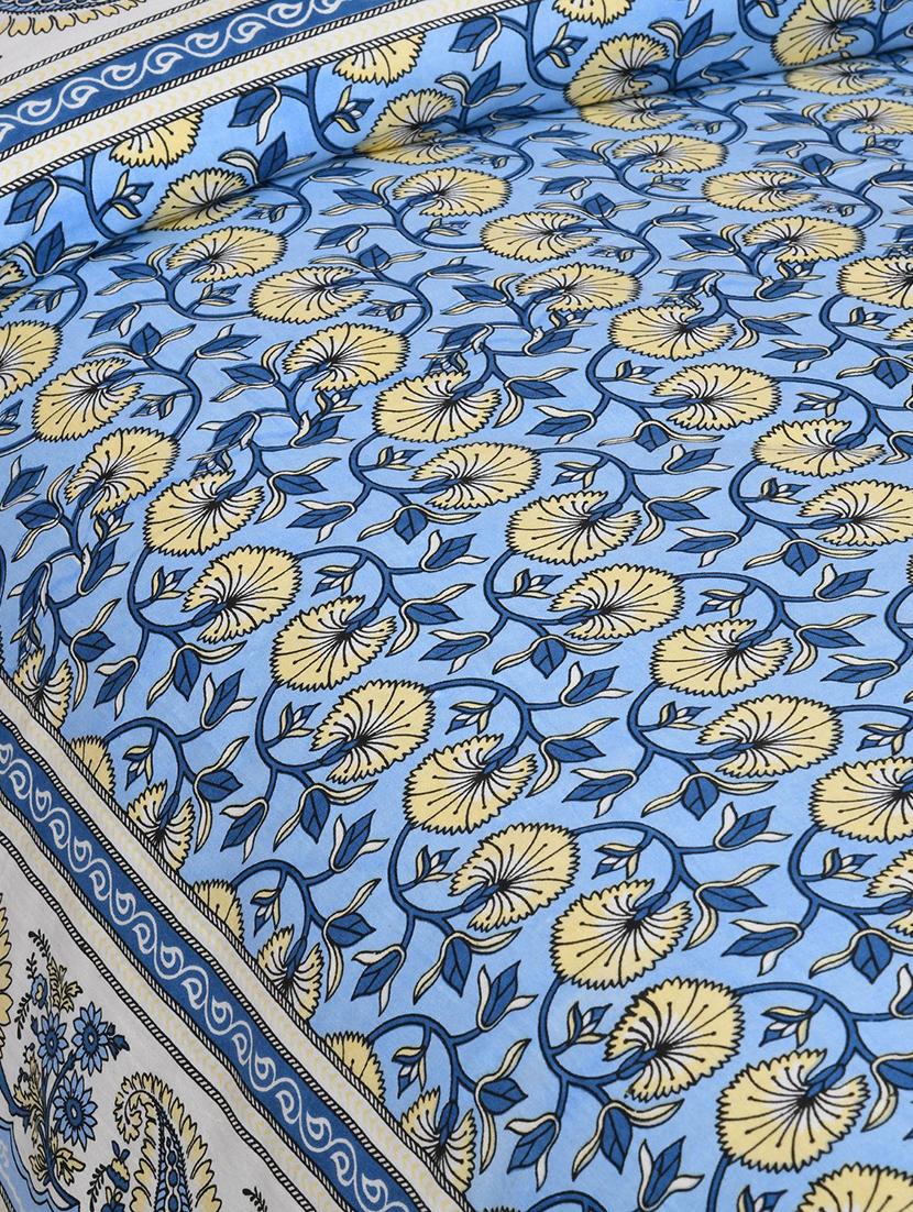 uniqchoice 180 tc blue color floral printed king size bedsheet with 2 pillow cover (eleg-02-blue) - 18688489 - Standard Image - 4
