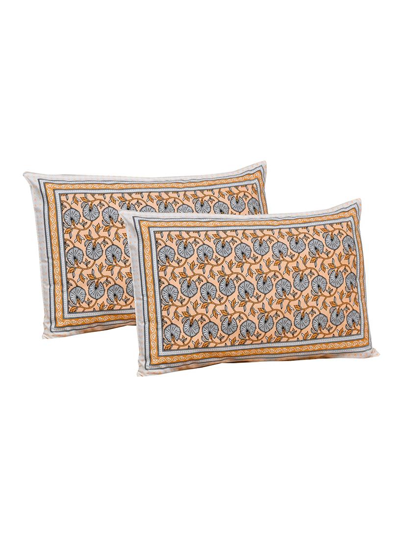 floral printed king size bedsheet with 2 pillow cover (eleg-02-blue) - 18688492 -  Standard Image - 1