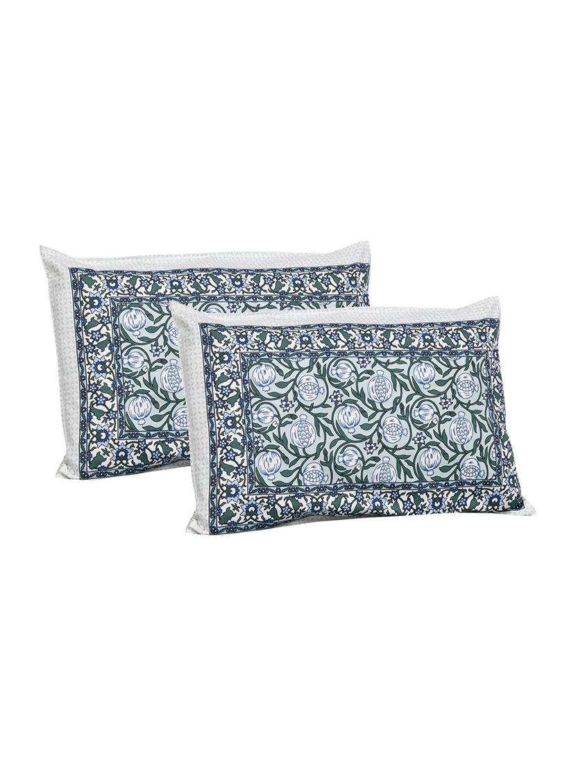 uniqchoice 180 tc blue color floral printed king size bedsheet with 2 pillow cover (eleg-05-blue) - 18688498 -  Standard Image - 1