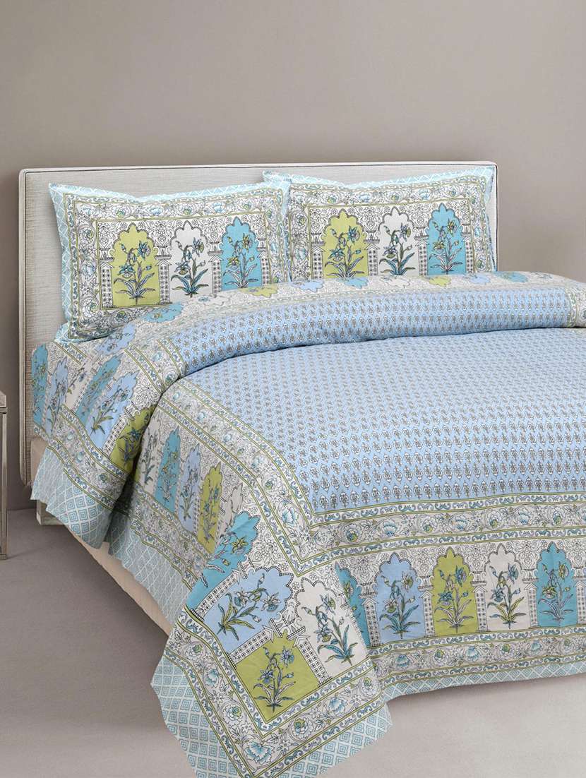 uniqchoice printed double bed sheet with 2 pillow cover