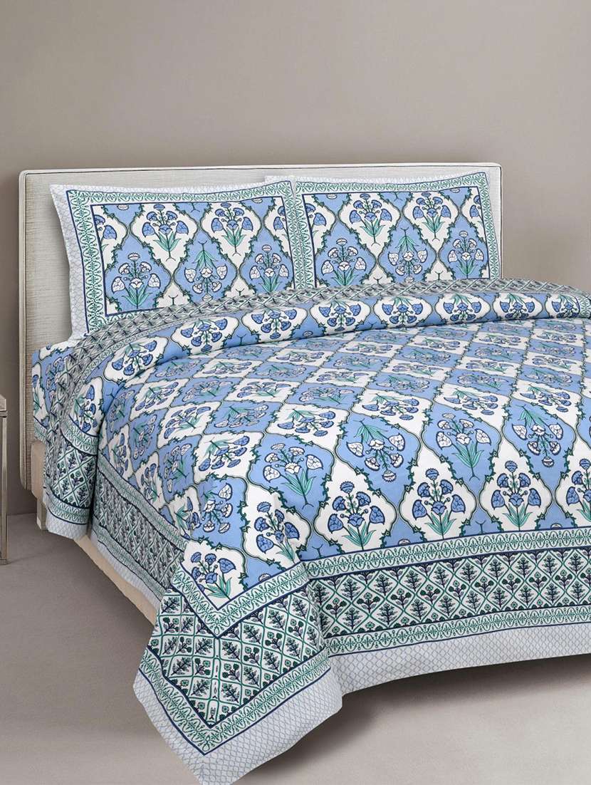 uniqchoice printed double bed sheet with 2 pillow cover