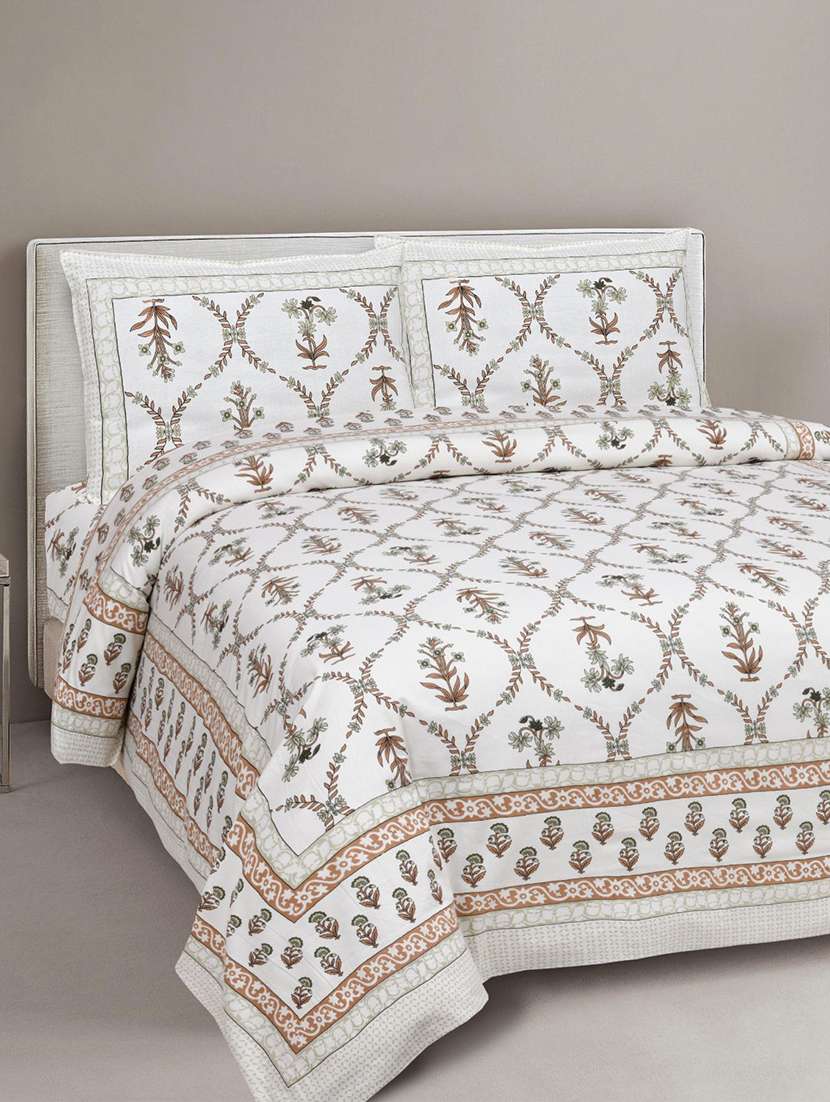 uniqchoice printed double bed sheet with 2 pillow cover