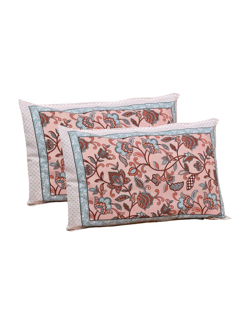 floral printed king size bedsheet with 2 pillow cover (eleg-18-beige) - 18688544 -  Standard Image - 1