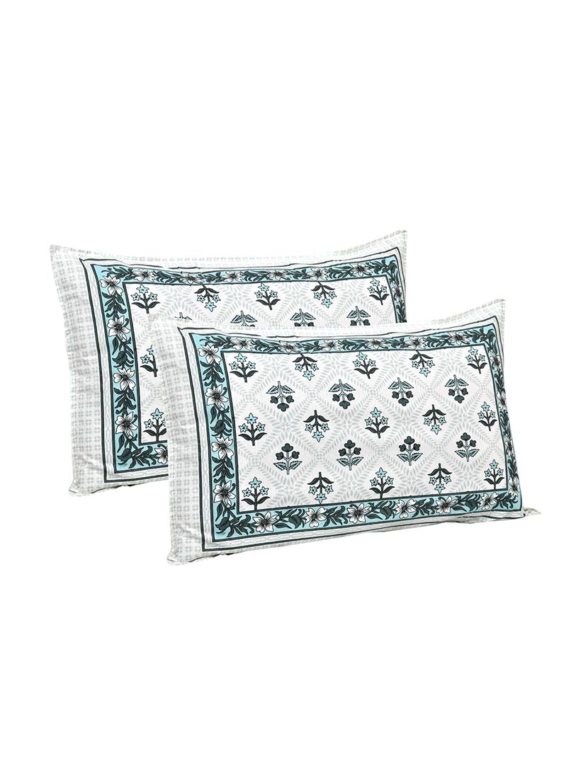 uniqchoice 180 tc blue color floral printed king size bedsheet with 2 pillow cover (eleg-19-blue) - 18688547 -  Standard Image - 1