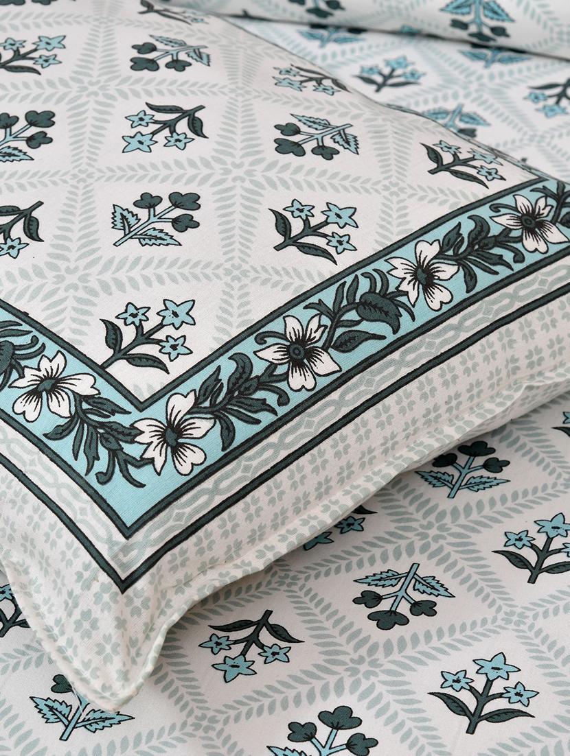 uniqchoice 180 tc blue color floral printed king size bedsheet with 2 pillow cover (eleg-19-blue) - 18688547 - Standard Image - 4