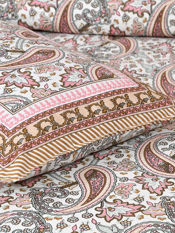 floral printed king size bedsheet with 2 pillow cover (eleg-26-brown) - 18688575 - Standard Image - 4