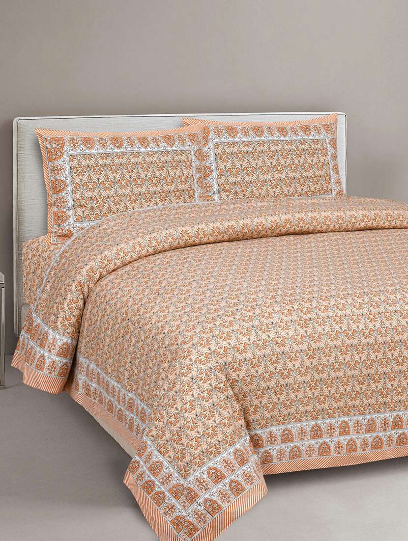 uniqchoice printed double bed sheet with 2 pillow cover