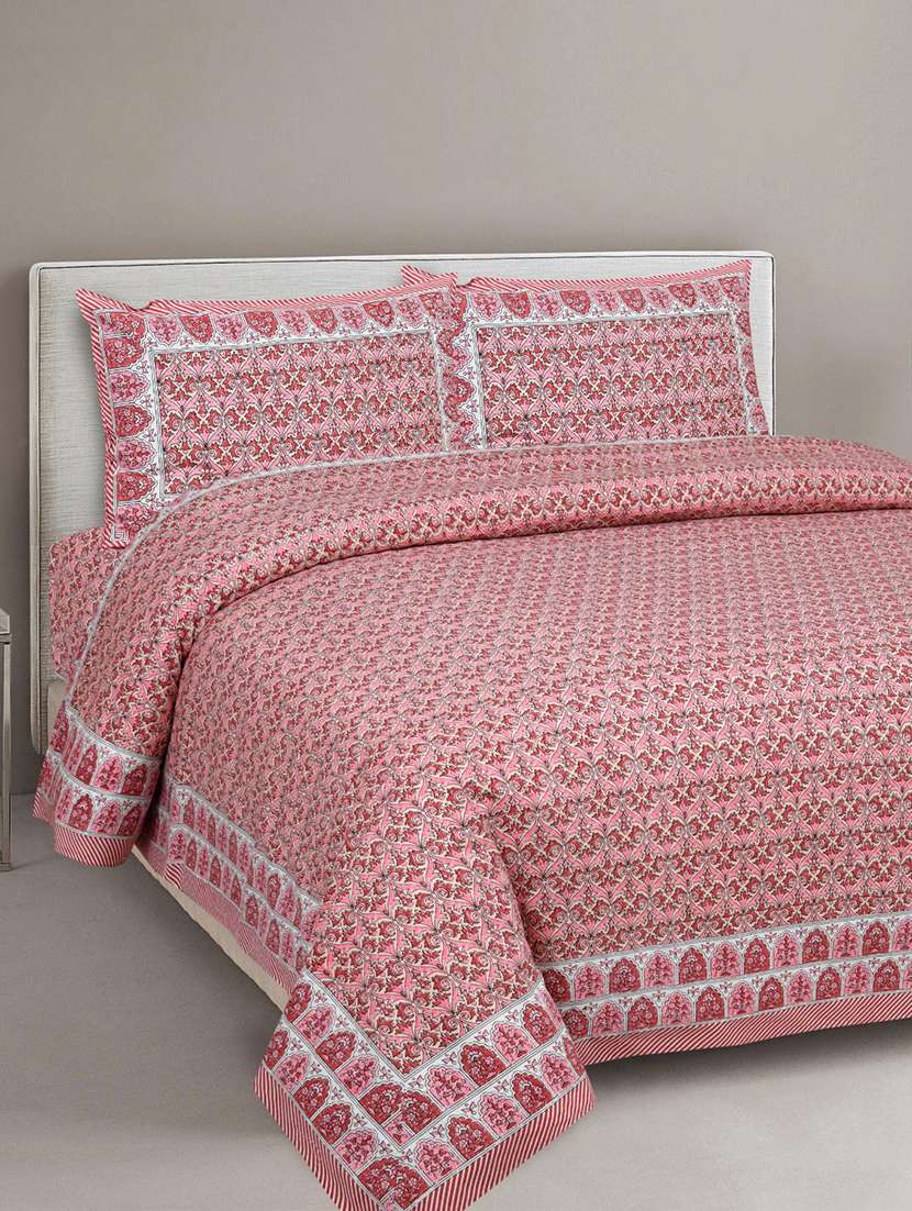 uniqchoice printed double bed sheet with 2 pillow cover