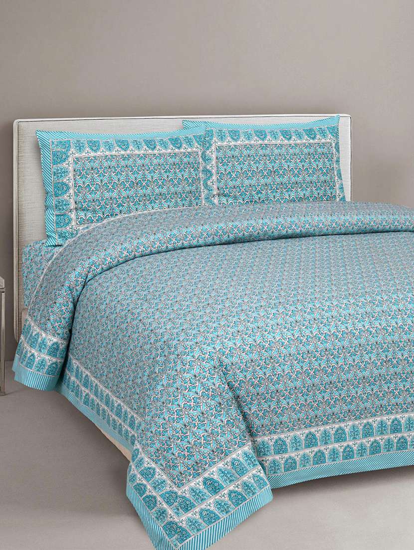 uniqchoice printed double bed sheet with 2 pillow cover