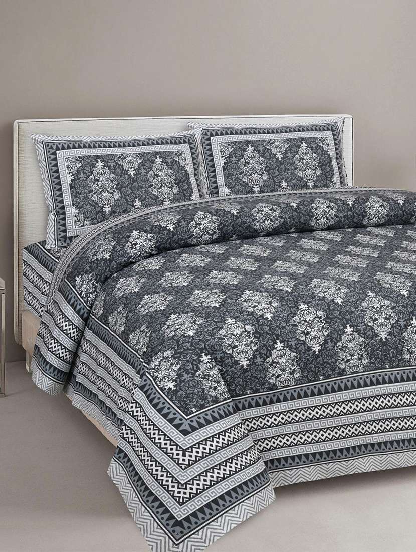 uniqchoice printed double bed sheet with 2 pillow cover