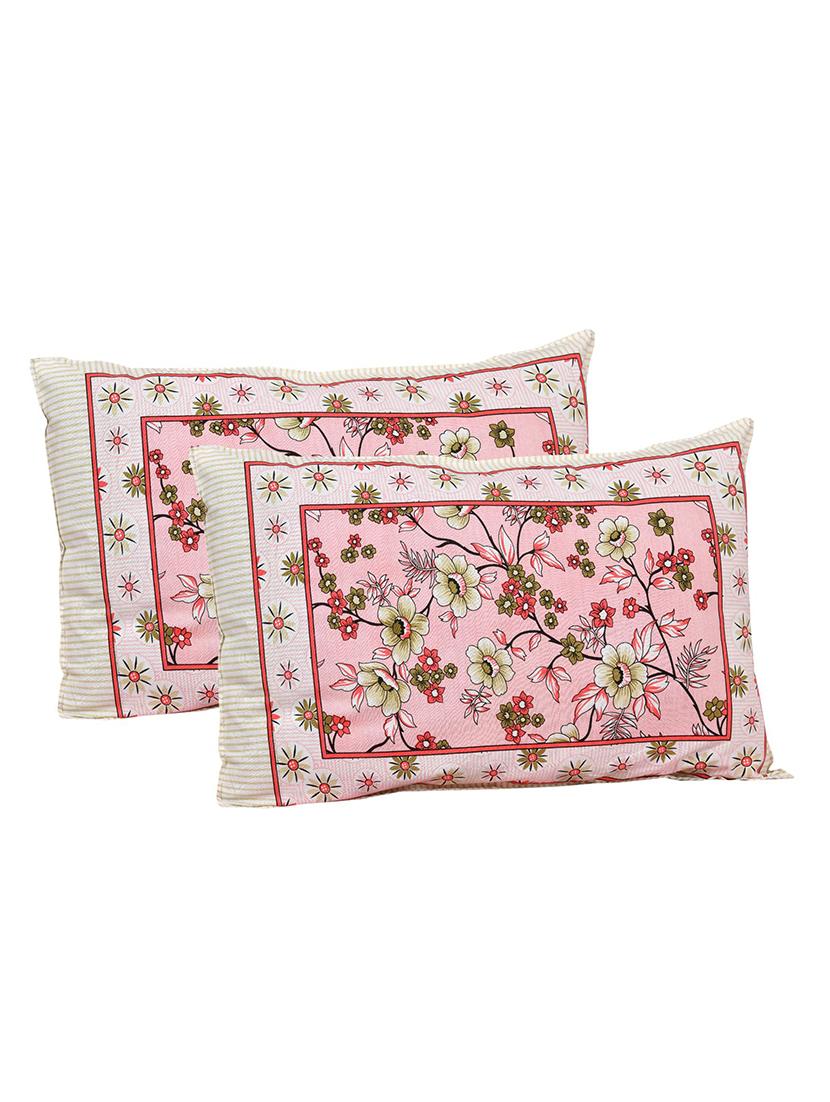 uniqchoice 180 tc pink color floral printed king size bedsheet with 2 pillow cover (eleg-31-blue) - 18688594 -  Standard Image - 1