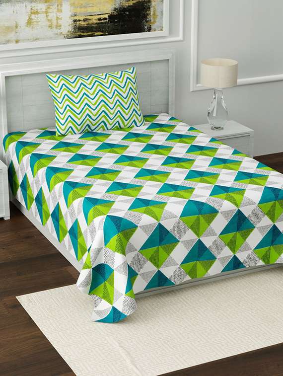 uniqchoice printed double bed sheet with 2 pillow cover