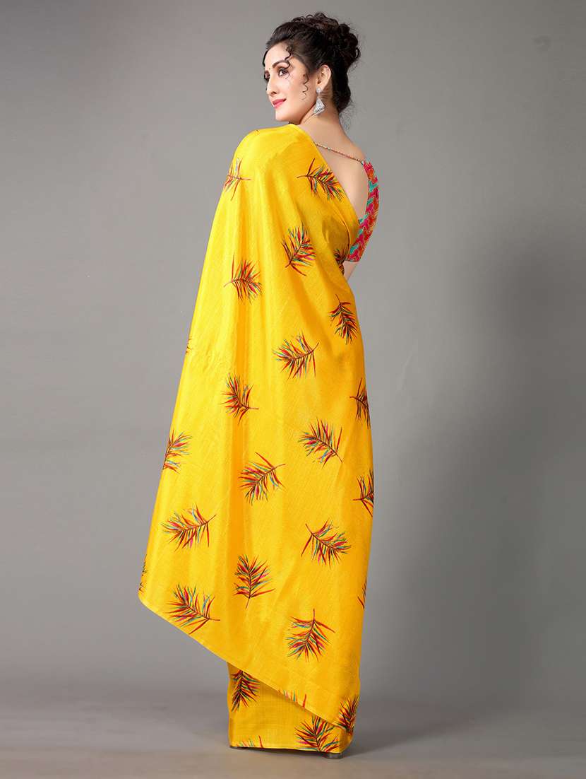 yellow silk blend mysore saree with blouse - 18688637 - Standard Image - 4