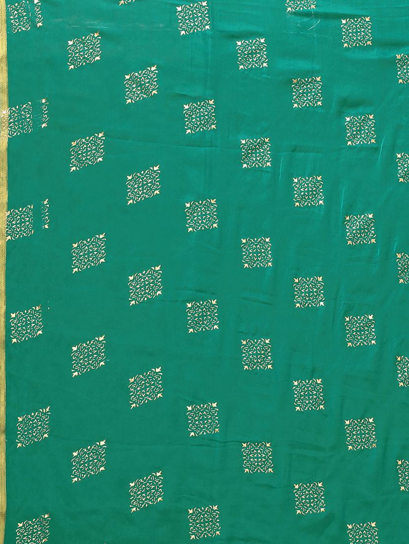 turquoise chiffon printed saree with blouse - 18688648 - Standard Image - 4