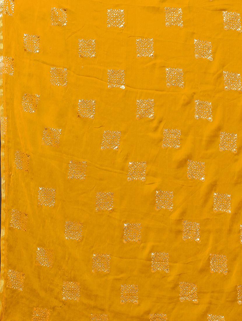 yellow chiffon printed saree with blouse - 18688655 - Standard Image - 4
