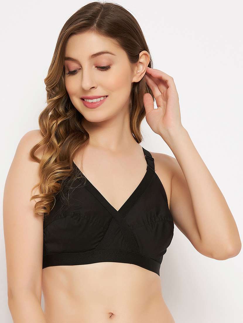 black solid regular bra