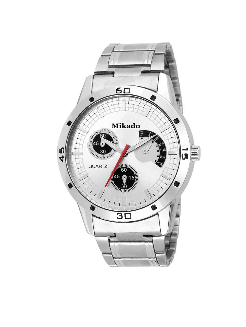 mk x white dial casual analog watch for boy's and men's