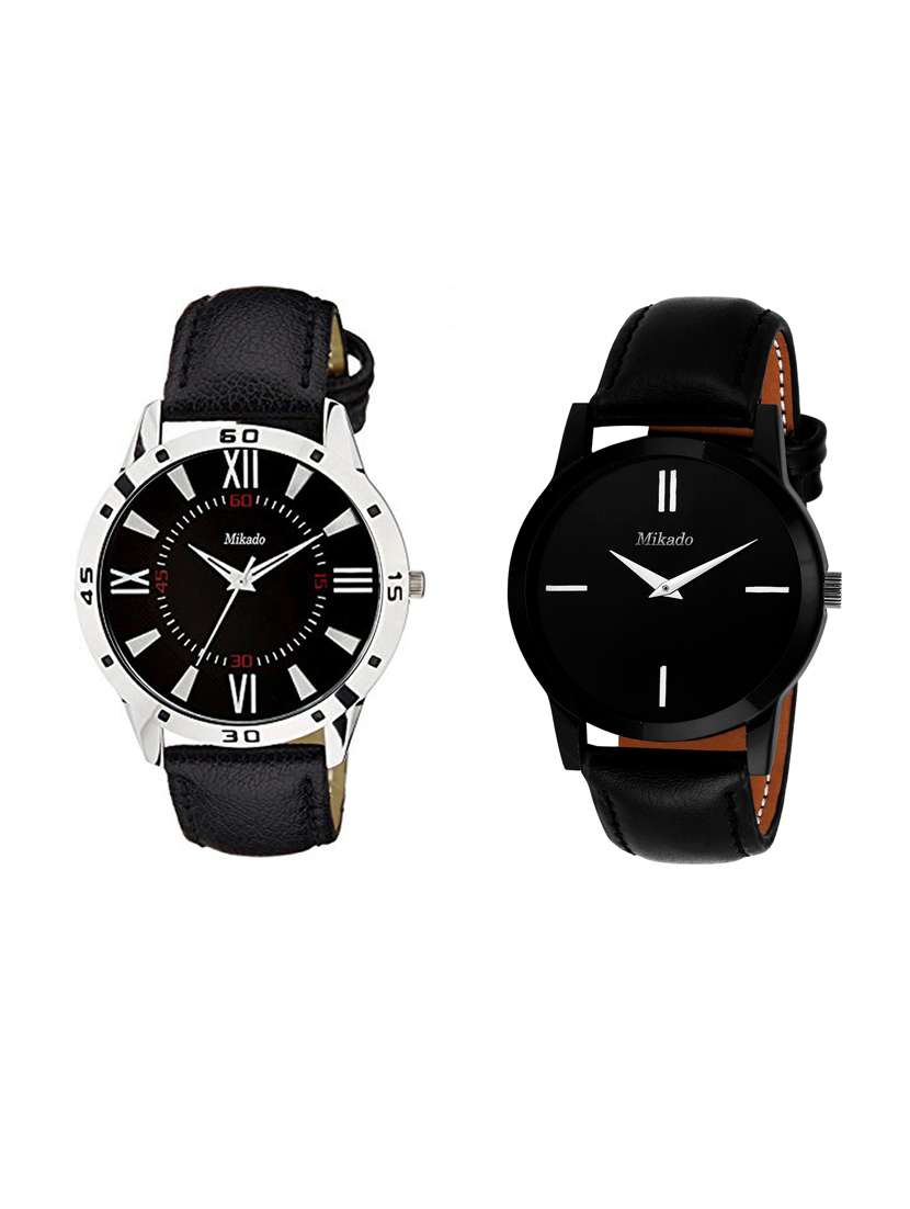 exclusive collection of two genuine leather watches combo with 2 year warrenty(casual+formal+party wedding watch)