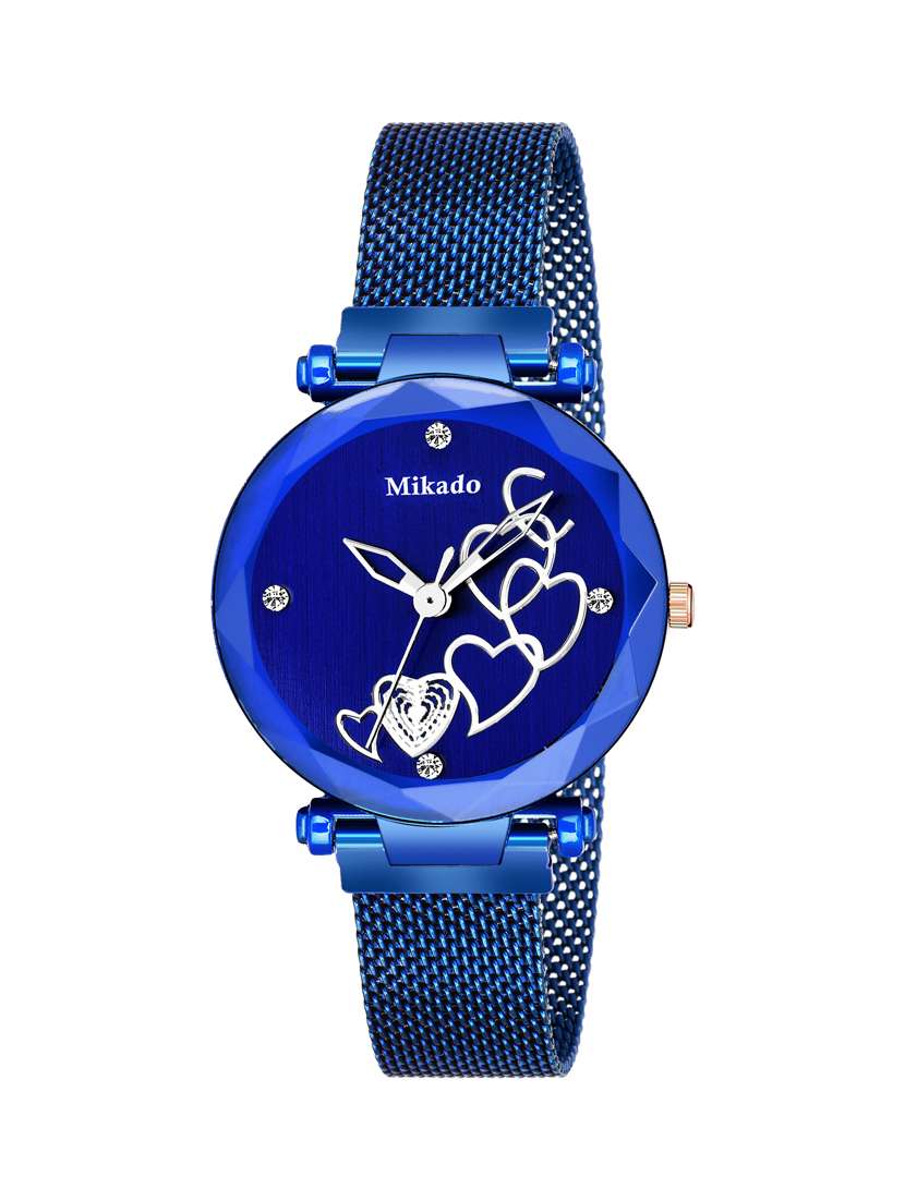 blue heart precious watch for women