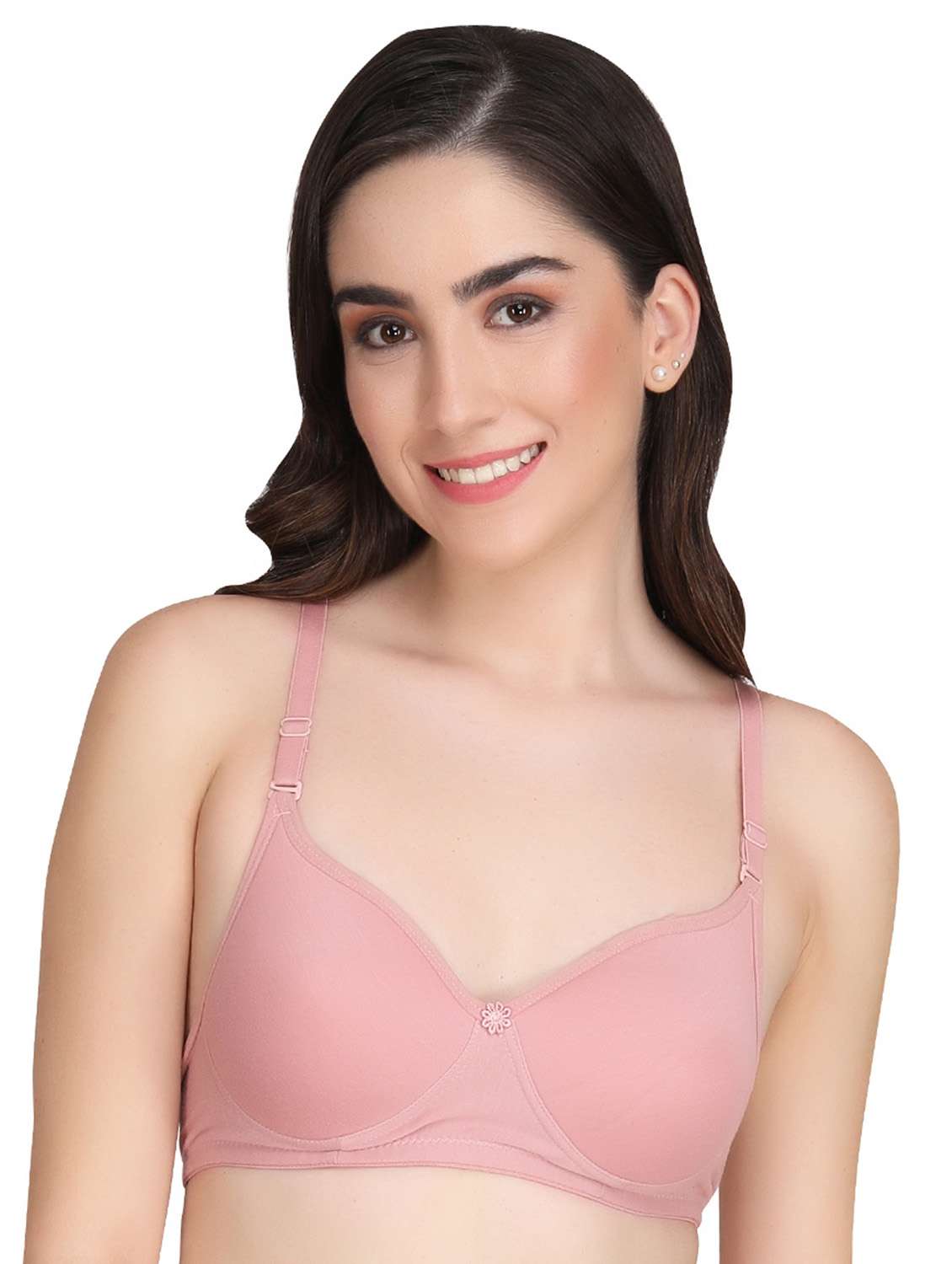 peach solid t-shirt bra