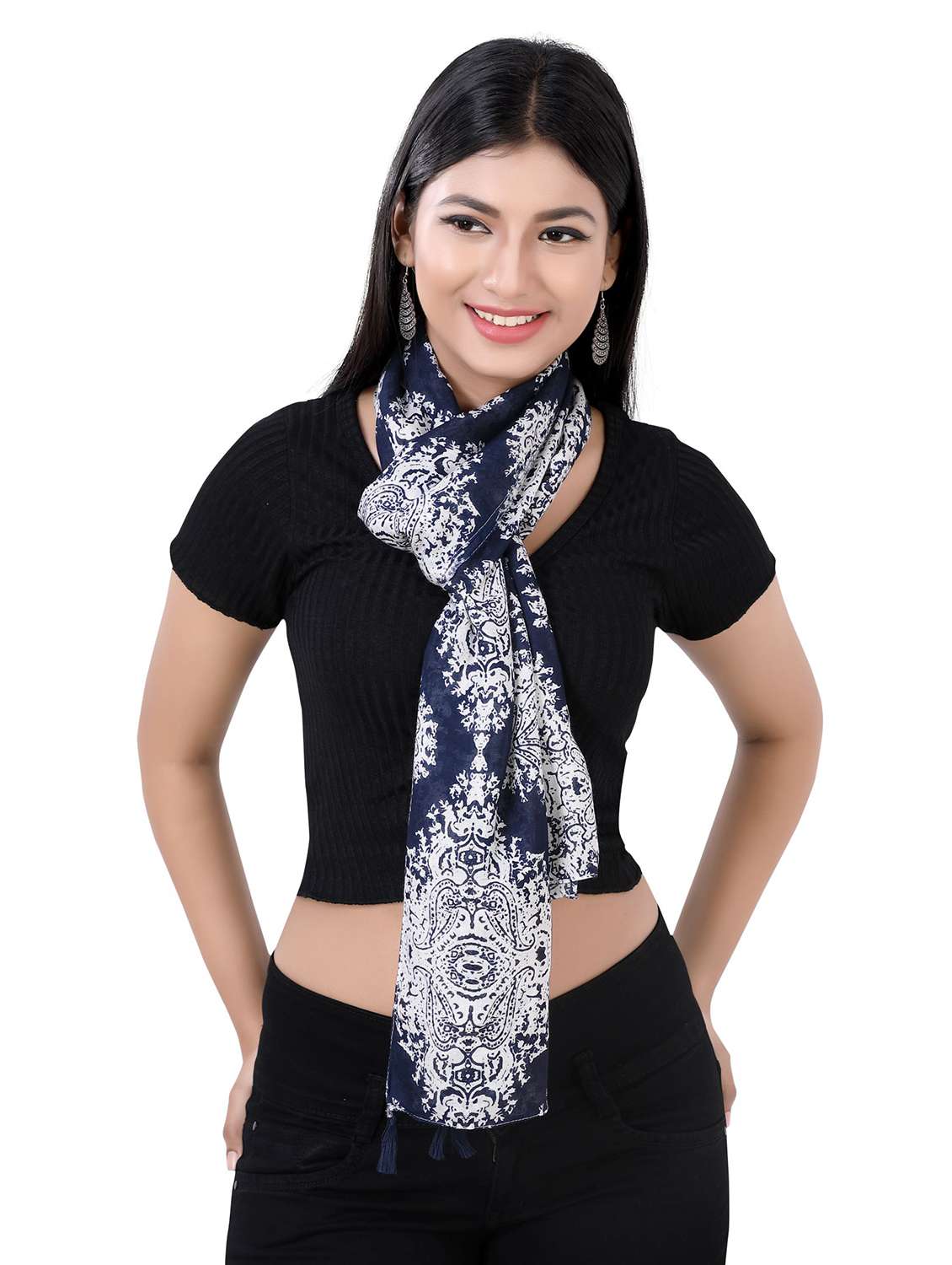 blue viscose scarf