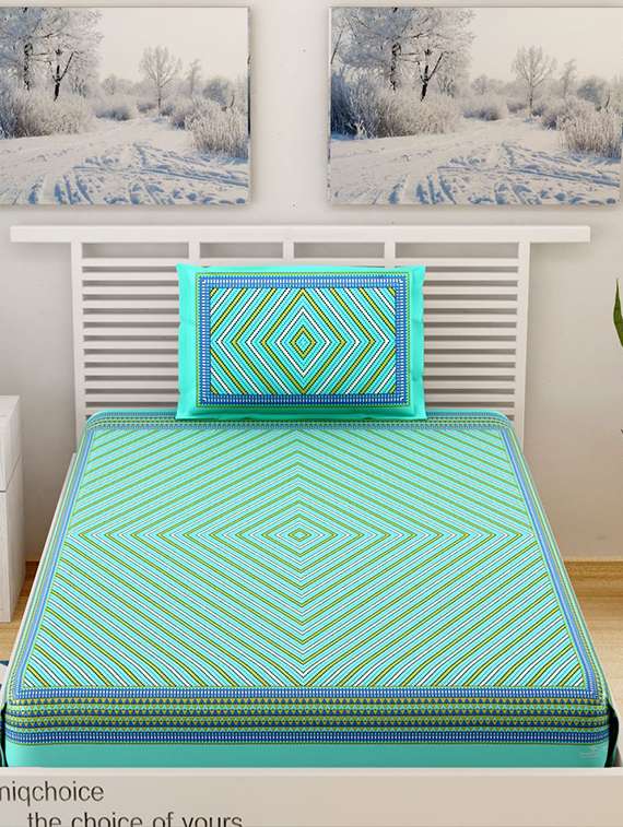 uniqchoice printed double bed sheet with 2 pillow cover