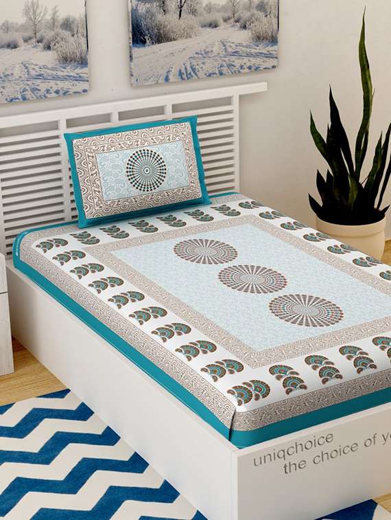 uniqchoice printed double bed sheet with 2 pillow cover - 18691690 - Standard Image - 1