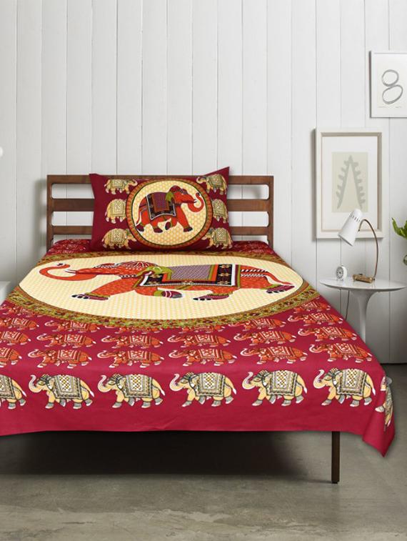 uniqchoice printed double bed sheet with 2 pillow cover - 18691692 -  Standard Image - 1