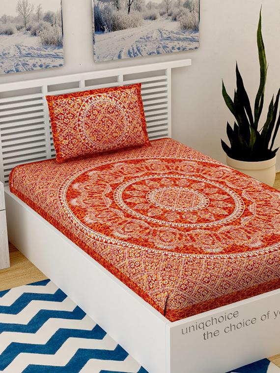 uniqchoice printed double bed sheet with 2 pillow cover - 18691696 - Standard Image - 1