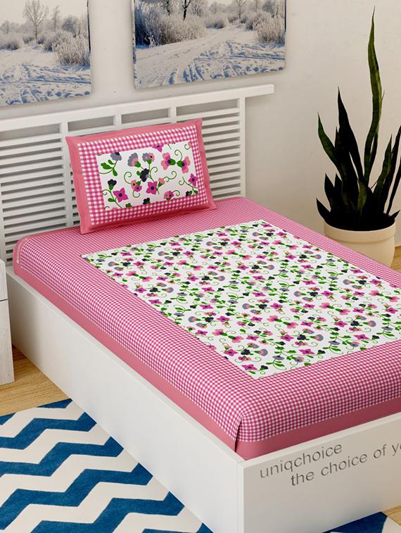 uniqchoice printed double bed sheet with 2 pillow cover - 18691705 - Standard Image - 1